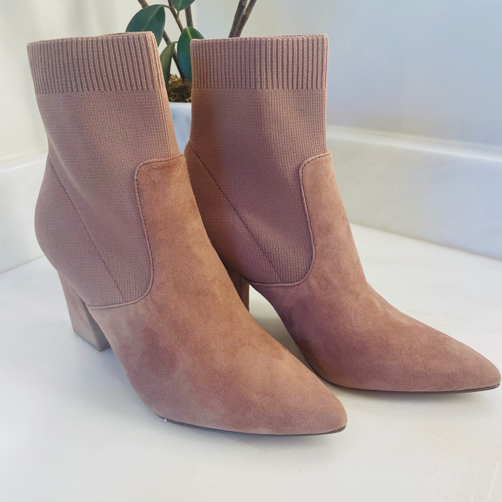 Steve Madden Nude Suede Ankle Boots, Pull on Sock Style. Size 8.5. Brand new.